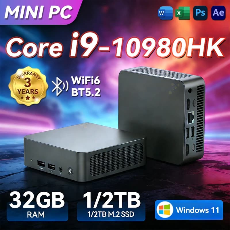 2026 Mini-PC Gaming Intel Core i9 10980HK i3 6100U WIFI 6 BT5.2 Spezialcomputer Windows 11 Pro SSD 1TB RAM 16GB 32GB PC Gamer