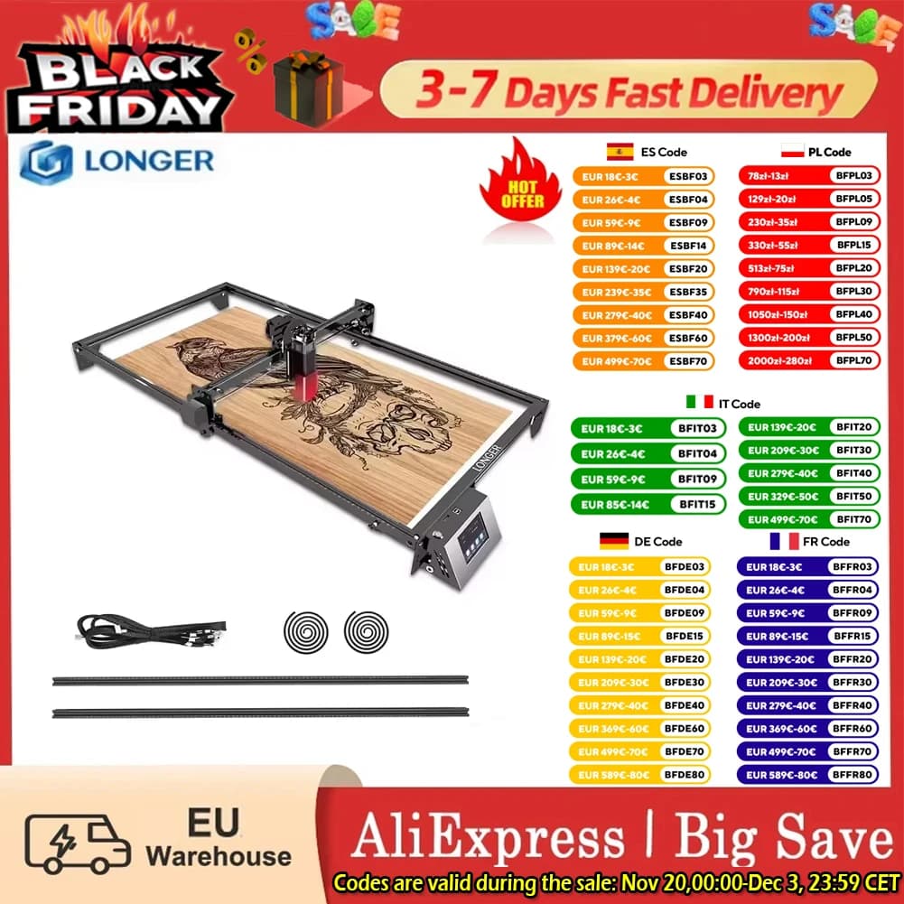 Längeres Y-Achsen-Erweiterungsset Ray5-Lasergravierer, Ray5 5 W/10 W, erweitert von 400 x 400 mm2 bis 400 x 850 mm2, höhere Arbeitseffizienz.