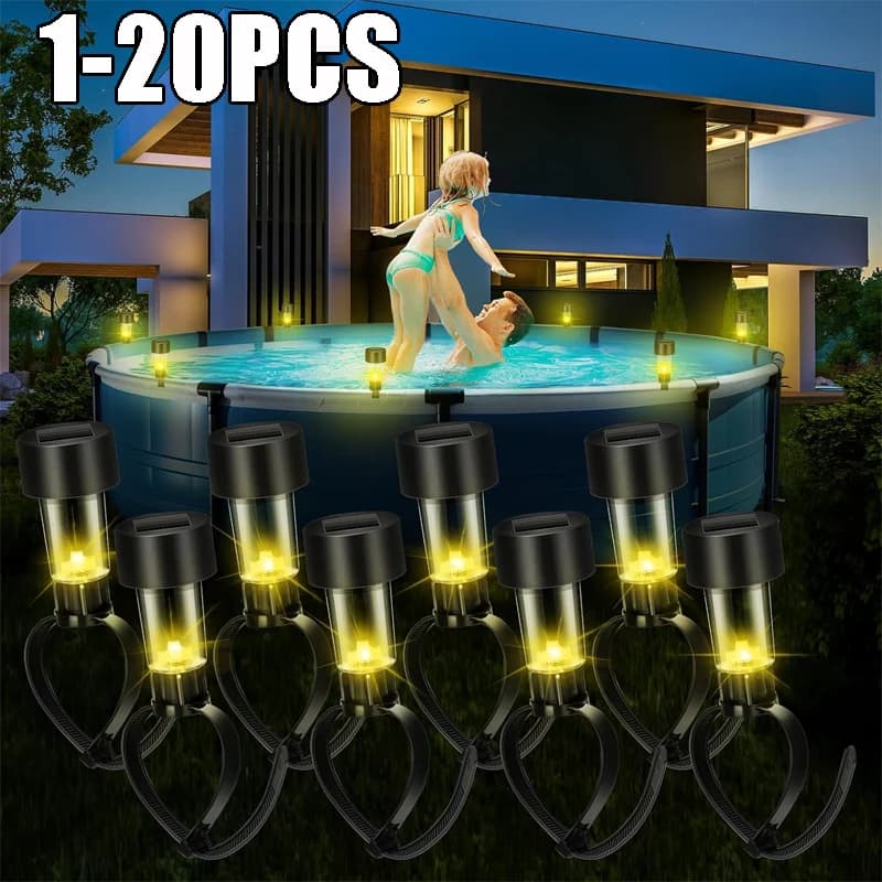 Solar-Deckleuchten für den Außenbereich, IP68, wasserdicht, LED-Poolbeleuchtung, perfekt für Terrasse, Hof, Landschaft, Teich, Deck, Garten,