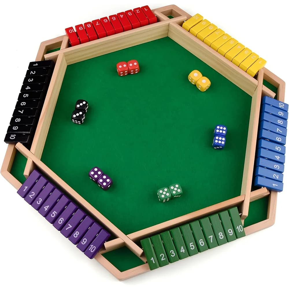 Würfelbrettspiel aus Holz, Shut The Box für 4/6 Spieler, Klapp- und Würfelspiel, Eltern-Kind-Interaktion, Familienunterhaltungsspielzeug