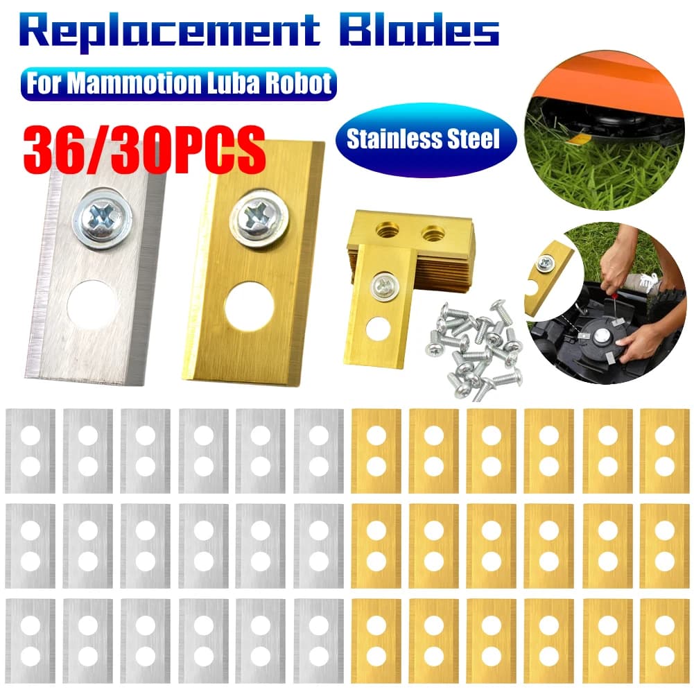 36/30PCS Rasenmäher Edelstahl Ersatzklingen 2-Loch-Design Mähermesser für Mammotion Luba Roboter Rasenmäher