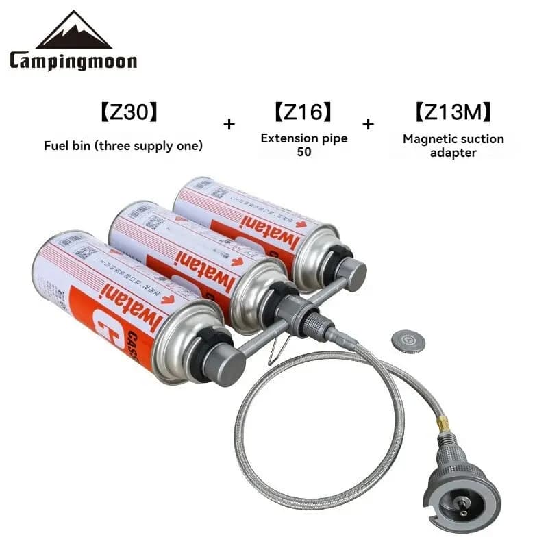 CAMPINGMOON 3-in-1-Butan-Adapter, Verlängerungsschlauch, geteilter Ofen-Adapter, magnetischer Saugkopfanschluss für Camping