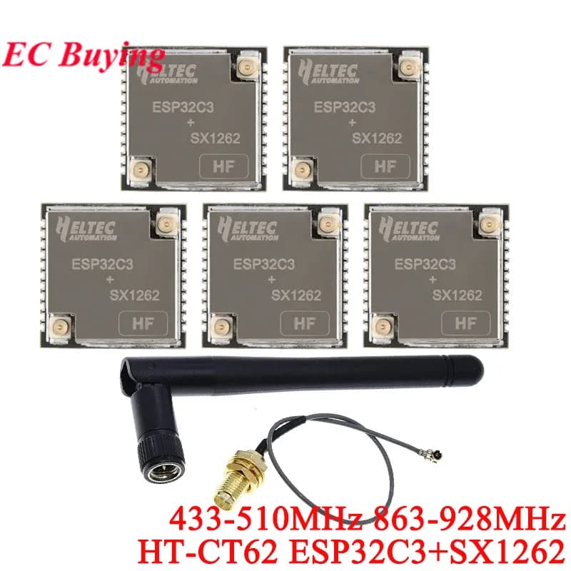 5Pcs/1pc HT-CT62 ESP32C3 SX1262 Bluetooth-kompatibel BLE LoRa LoRaWAN Knoten WiFi Drahtlose Modul 433-510MHz 863-928MHz antenne