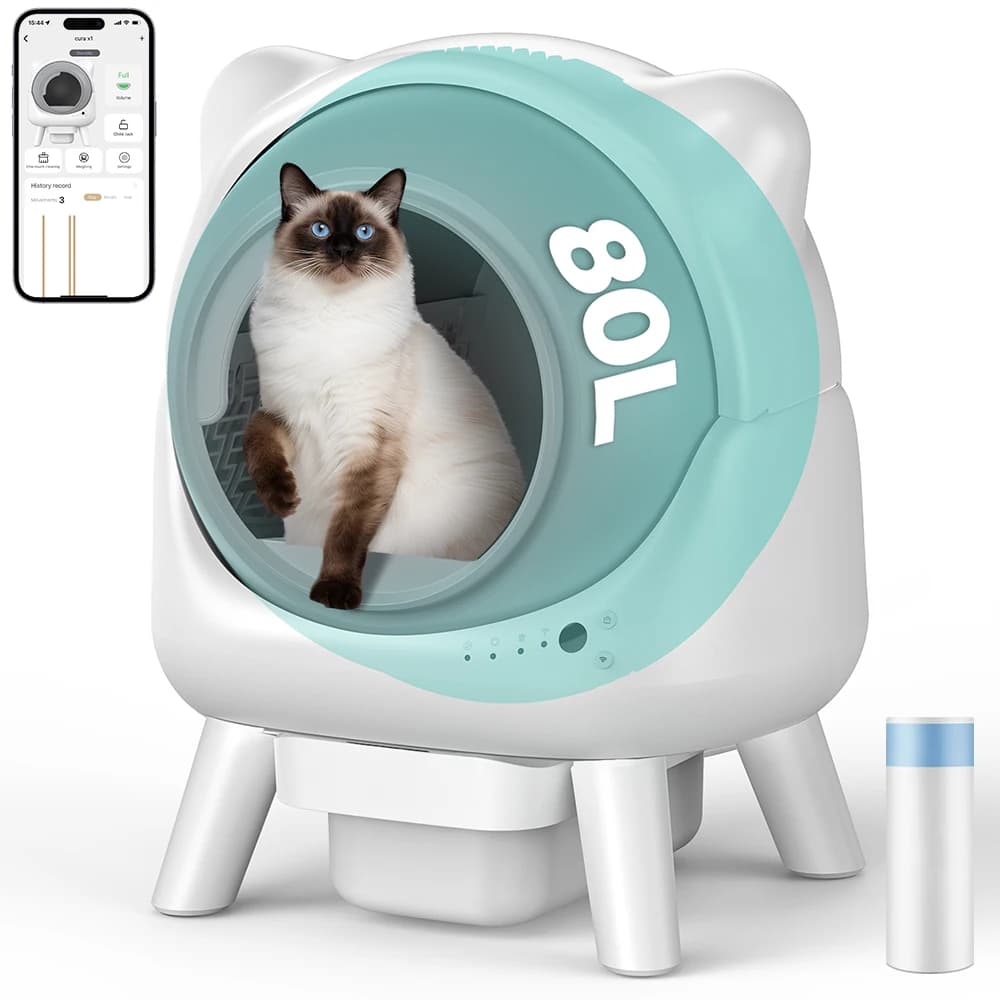 Automatische Katzentoilette, Amicura X1 Selbstreinigende Katzentoilette mit 10-Schicht-Sicherheitsschutz, Smart App-Steuerung und Überwachung