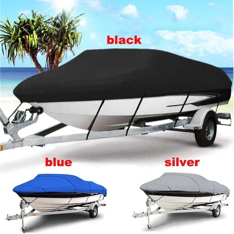 Schwarz Blau Silber Canvas Yacht Bootsabdeckung 11-22ft Barco Bootsabdeckung Anti-UV Wasserdicht Heavy Duty Marine Fishing Schnellboot