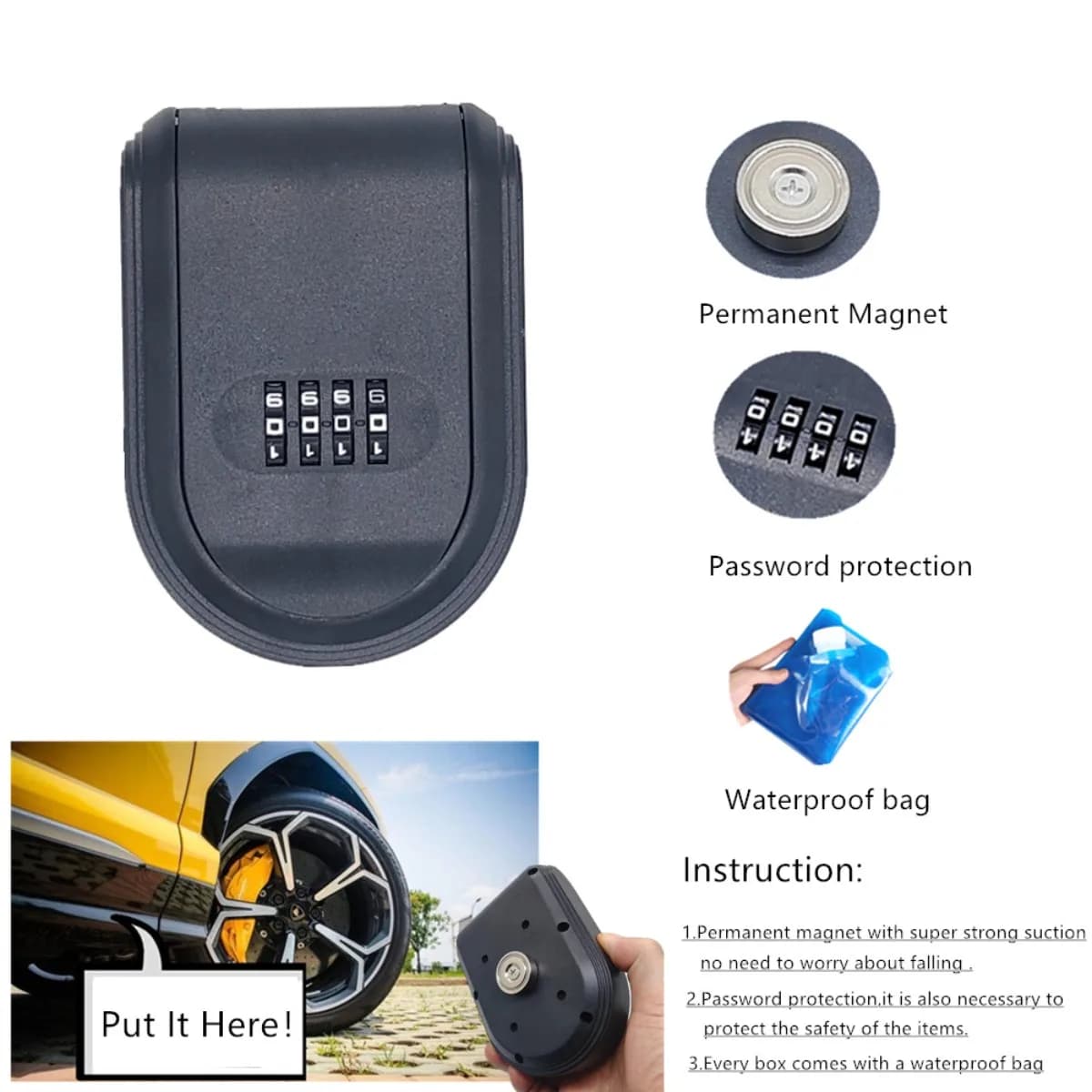 Tragbare Starke Magnetische Passwort Schlüssel Box Alle Kunststoff Passwort Lock Magnet Box Outdoor Home Security Lagerung Passwort Box
