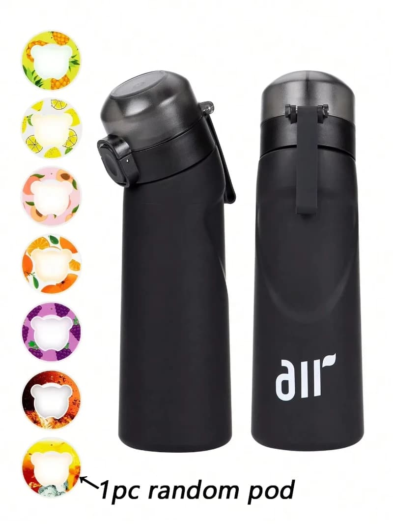 1pc Luft Wasser Flasche Mit 1pc Zufällige Geschmack Pods Tragbare Transparent Mit Stroh Auslaufsicher Geeignet für Outdoor Sport