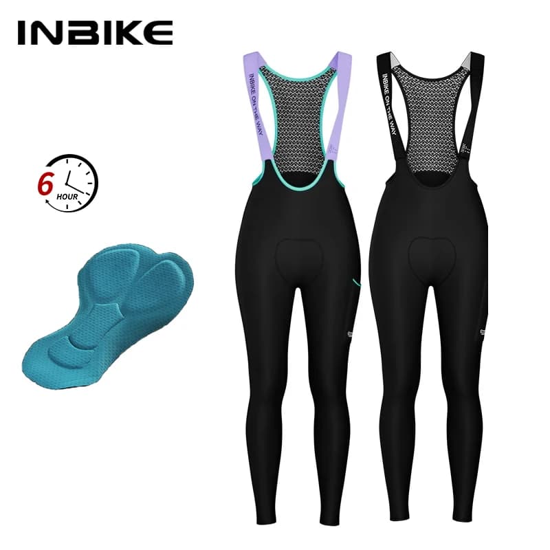 INBIKE Damen Professionelle Radträgerhose Winter Fleece Fahrradbekleidung Hose 3D-Polsterung Rennradhose für Damen