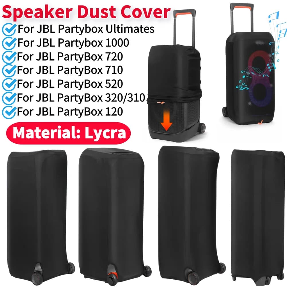 Lautsprecher-Staubschutzhülle für JBL PartyBox 1000/720/710/520/320/310/120/Ultimates, schwarze Lautsprecherhülle, Reise-Schutzhülle