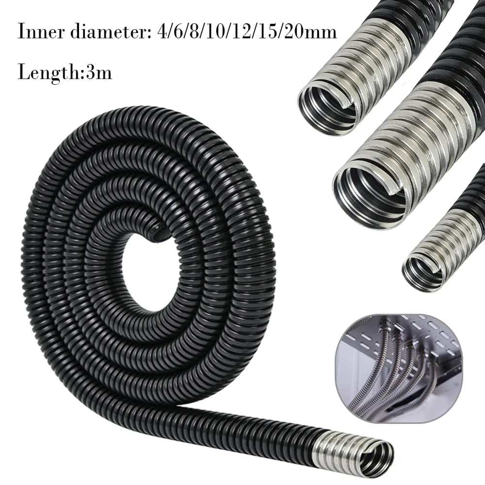 1/2 Stück flexibles Metallrohr, 4–20 mm flüssigdichter PVC-beschichteter 304-Stahl, gewelltes Rohr für den Kabelschutz im Innen- und