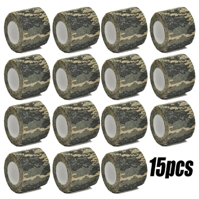 1/15 Stück 4,8 m ACU Camouflage Sport selbstklebende elastische Wrap mit Kniestützpolster, Finger-Knöchel-Palme aus elastischem Kunststoff
