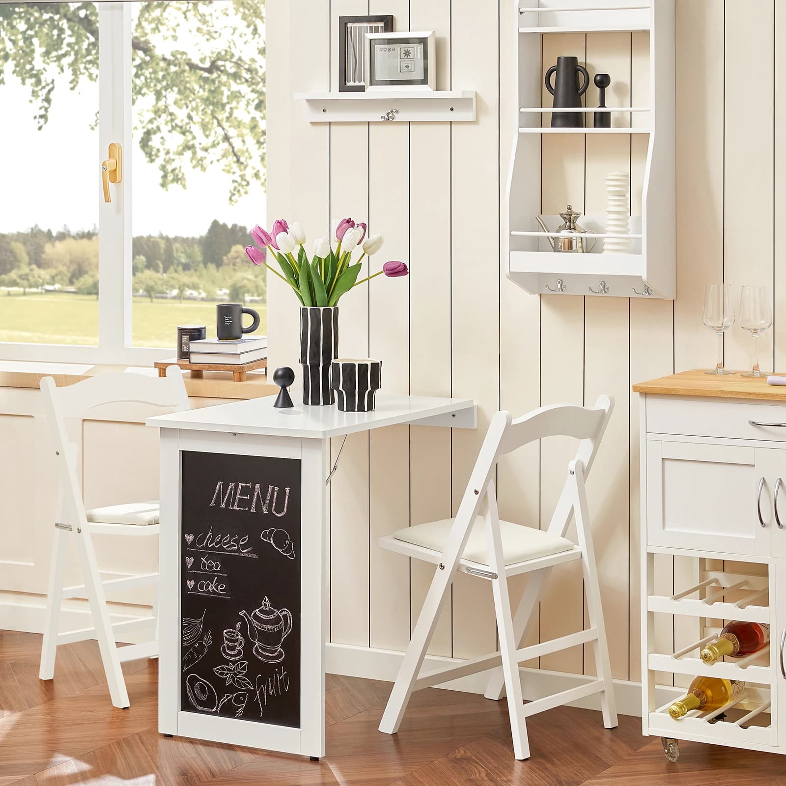 SoBuy FWT20-W Wandtisch mit Tafel Klapptisch Esstisch Küchentisch Memoboard BHT: 50x76x75cm