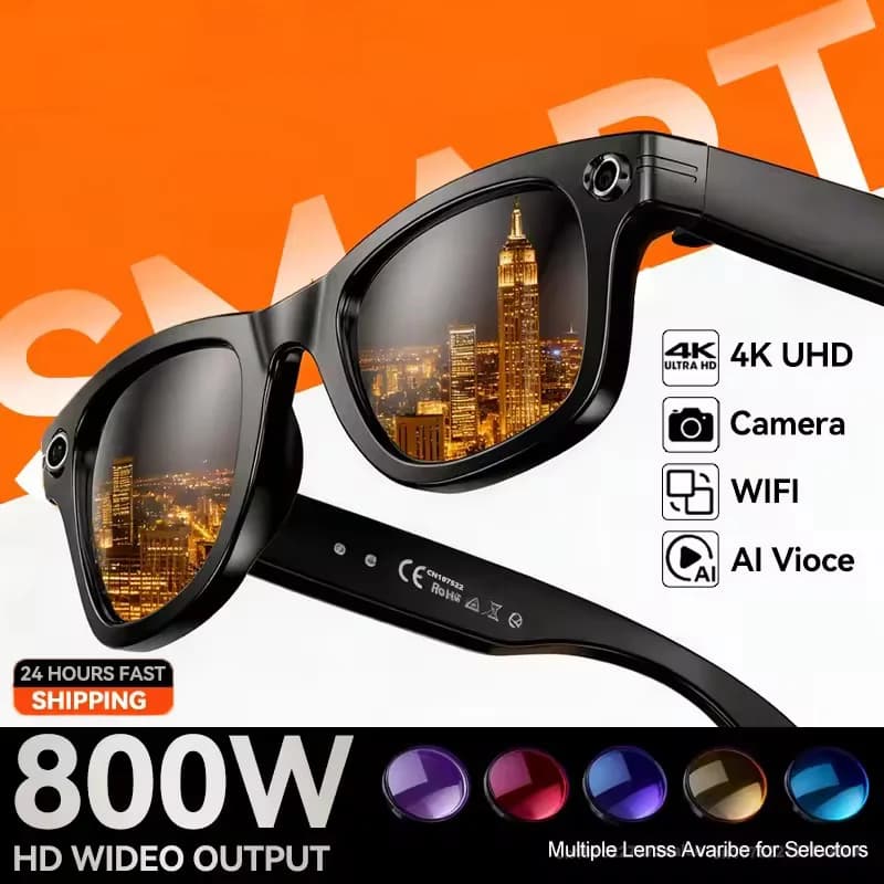 4K 800W Kamera AI Brille Farbwechsel Intelligente Übersetzung Brille Foto Video Aufnahme Wasserdichte Anruf Smart Sonnenbrille