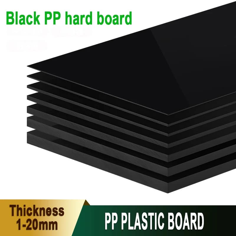 Dicke: 1–20 mm, schwarze PP-Kunststoffplatten, 50 x 50, 50 x 100, 100 x 100, 200 x 200, 250 x 250, 200 x 300, 300 x 400, quadratische