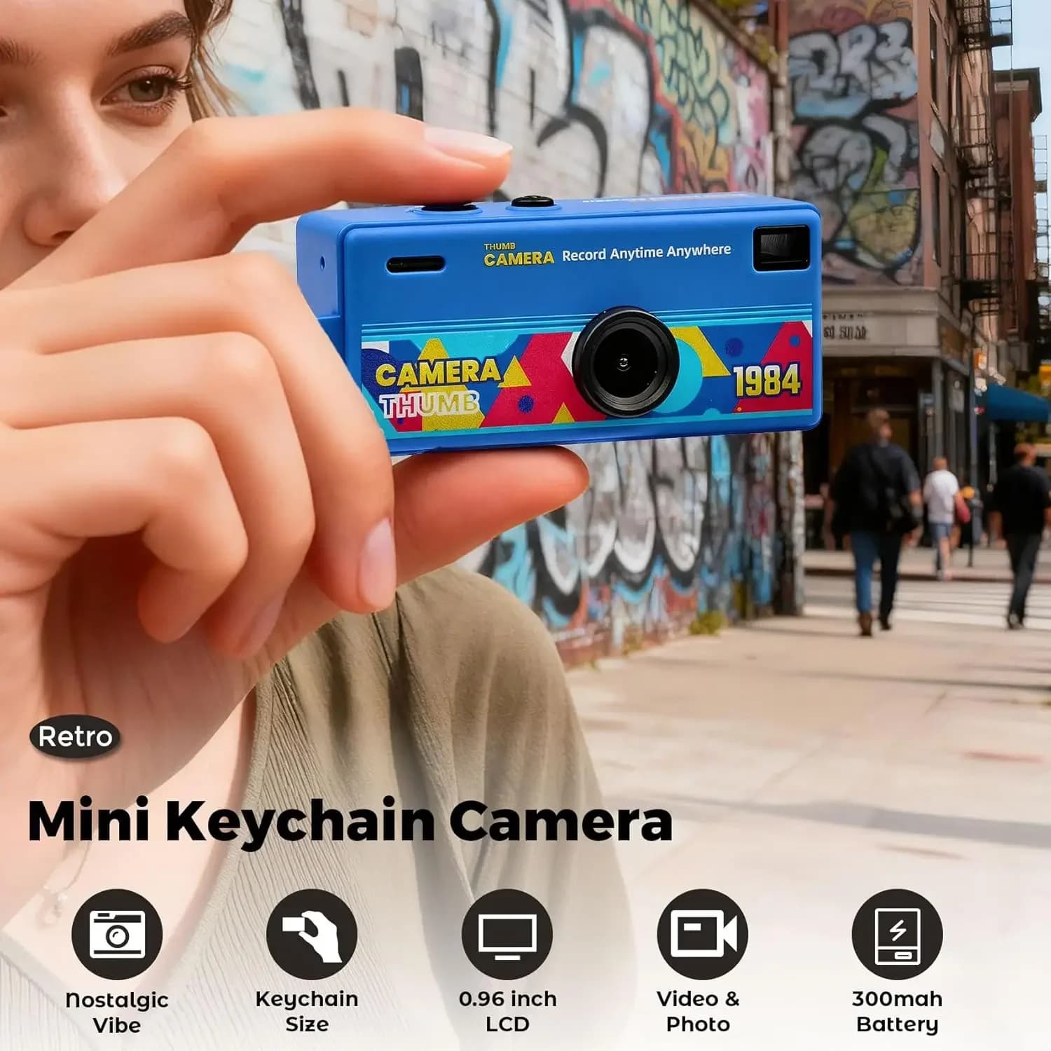 Mini Digitalkamera 1080P HD Daumenkamera Schlüsselanhänger Unterstützt 128GB Speicherkarte Tragbarer Videorekorder im Retro-Stil als Geschenk für