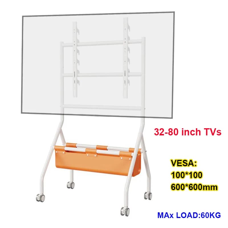 Universeller Boden-TV-Ständer, mobiler TV-Ständer für 32–80 Zoll große LED-LCD-LED-Bildschirme, höhenverstellbarer TV-Ständer mit