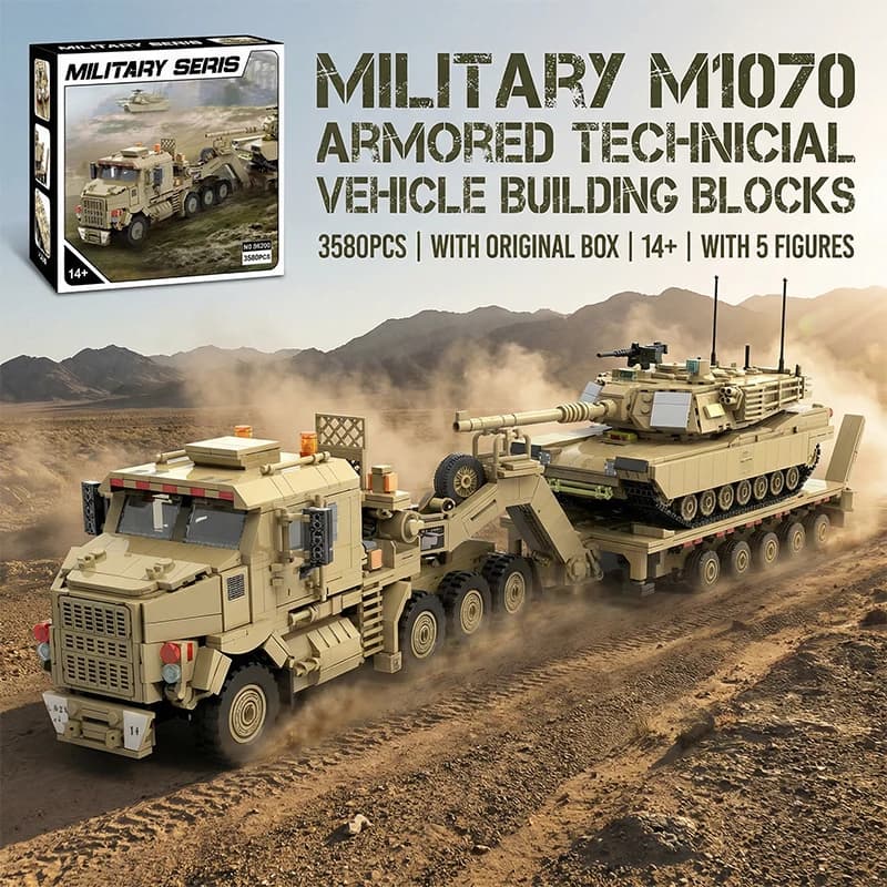 Klemmbausteine Militärisches M1070 Gepanzertes Fahrzeug 5 Figuren Bausteine Panzertransporter Auto Modellbausatz Jungen Spielzeug Erwachsene Kinder