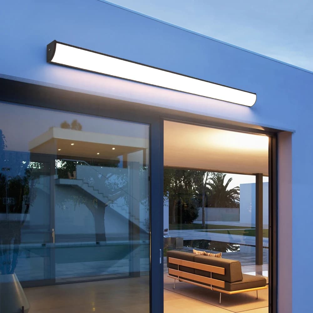 Außenwandleuchte, minimalistische lange Wandleuchte, IP65, Dimmen, Fernbedienung, Garten, Villa, Veranda, Terrasse, Schlafzimmer, Hintergrund,