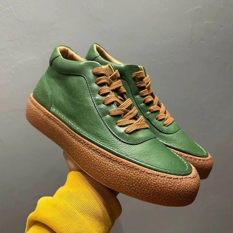 2025, neue, mit Fleece gefütterte High-Top-Schuhe für Herren, Retro-Arbeitsstiefel aus Leder mit dicker Sohle, bequeme Winter-Freizeit-Sneaker für