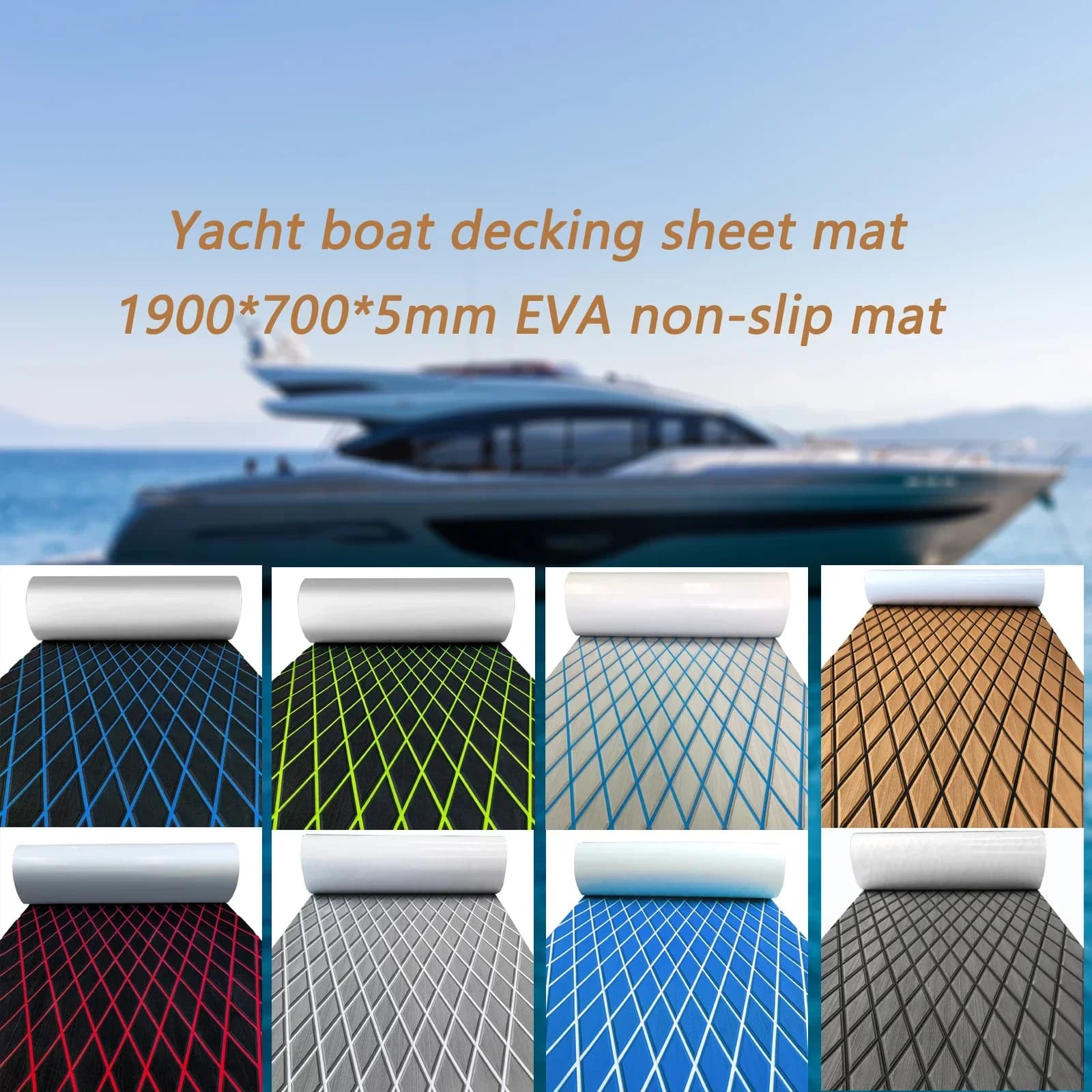 1900*700*6mm Selbstklebende EVA-Schaum Terrassendielen Matte Boot Boden Deck Rutschfeste Unterlage für Motorboote Wohnmobile Yachten Kajaks Zubehör