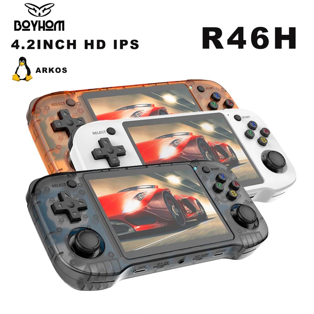 R46H Retro Handheld-Spielkonsole Linux-System 4,2-Zoll-IPS Tragbarer Taschen-Player 64G/128G Video-Gaming Kindergeschenke