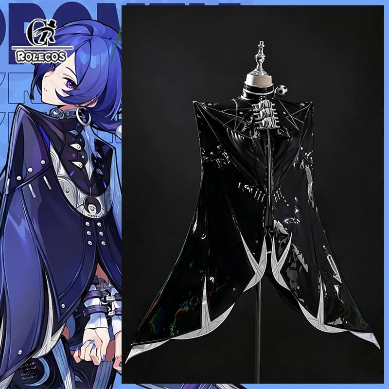ROLECOS Game Zenless Zone Zero Promeia Cosplay Kostüm Agent Judge Promeia Dunkler Punk-Stil Damen Jumpsuit Halloween Party Outfit