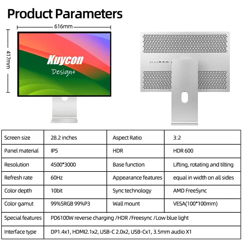 Kuycon P20 4500*3000 Bildschirm 28,2 Zoll Monitor Designer Hochauflösender IPS Spiegeloberflächen-Notebook Split-Screen-Monitor