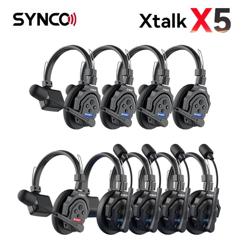 Synco XTalk X5 2,4 GHz kabelloses Intercom-System, Fernbedienungs-Headsets, kabelloses Mikrofon, erweiterte Teamkommunikation bis zu 700 m Entfernung