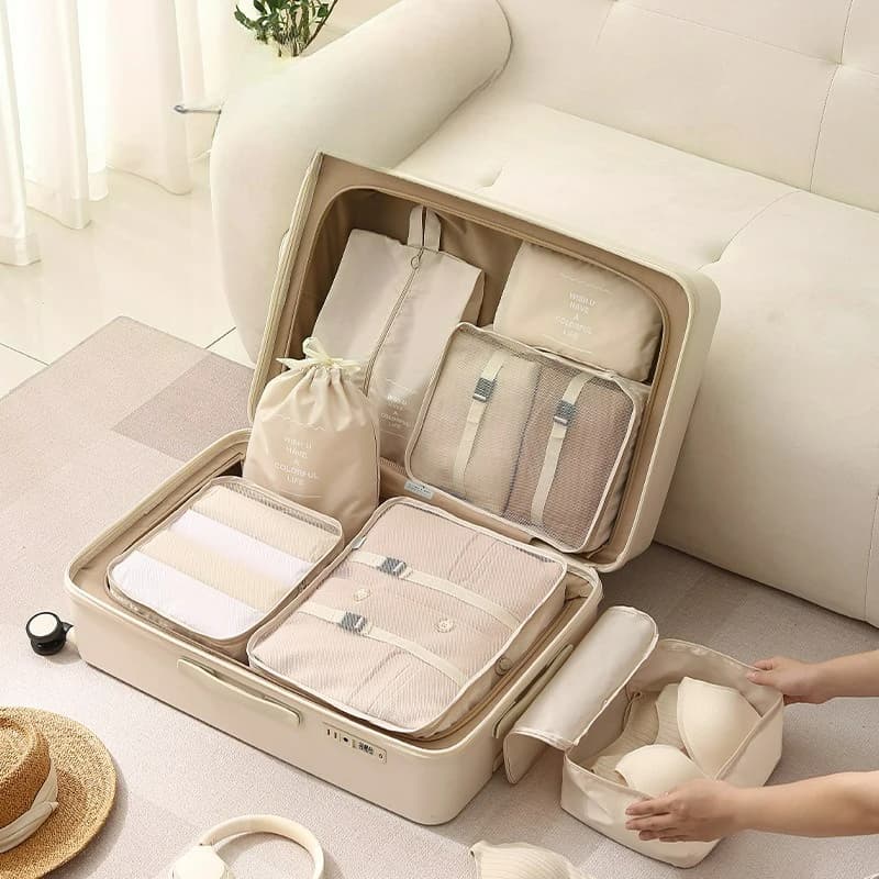 Aufbewahrungstasche für Kleidung, Reisebedarf, Unterverpackungstasche, multifunktionale Gepäck-Sortiertasche, 7-teiliges Set, faltbare