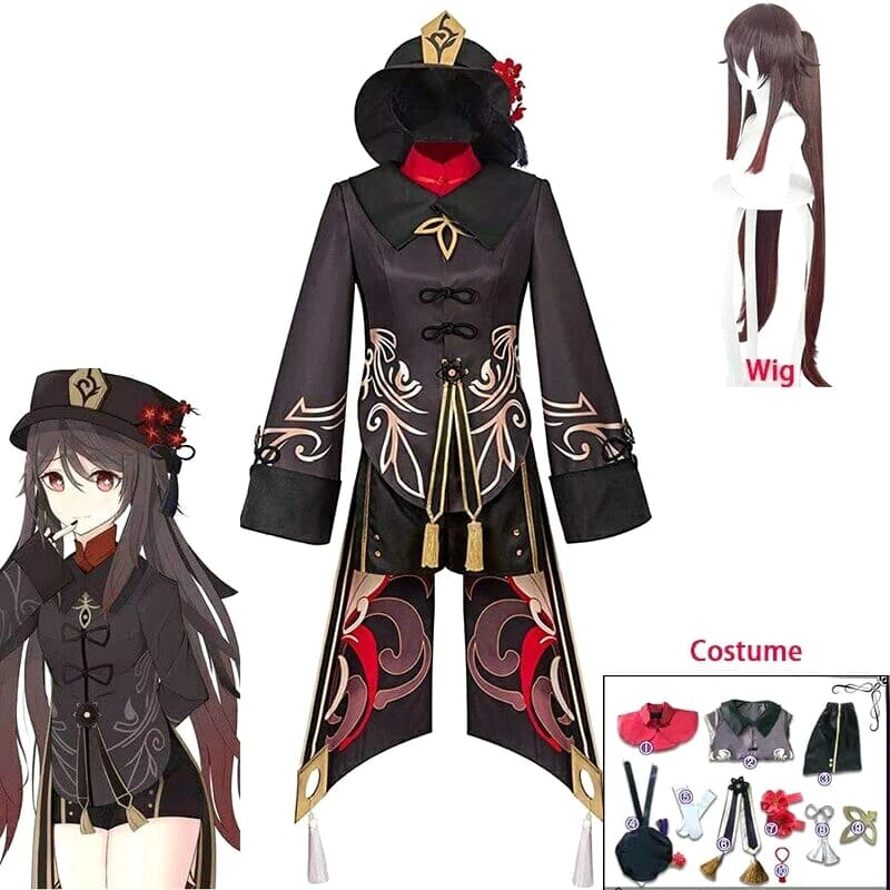 Spiel Genshin Auswirkungen Hutao Cosplay Kostüm Uniform Perücke Chinesischen Stil Halloween Karneval Party Kostüme für Frauen Spiel Hu Tao