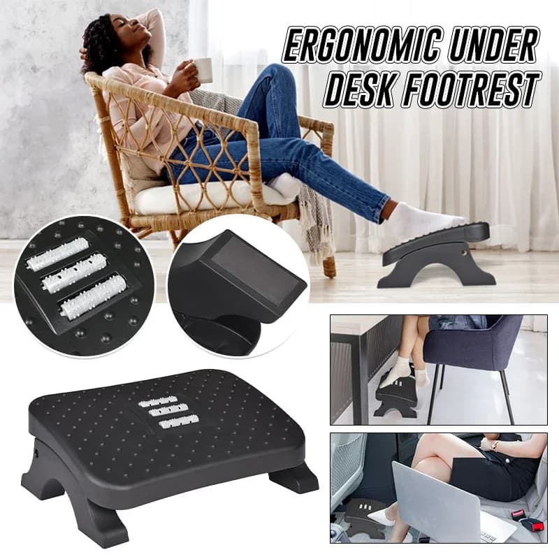 Fußhocker unter dem Schreibtisch mit Massagerollen, ergonomische Fußstütze für Zuhause und Büro, hilft Muskelentspannung, Beinpflege,