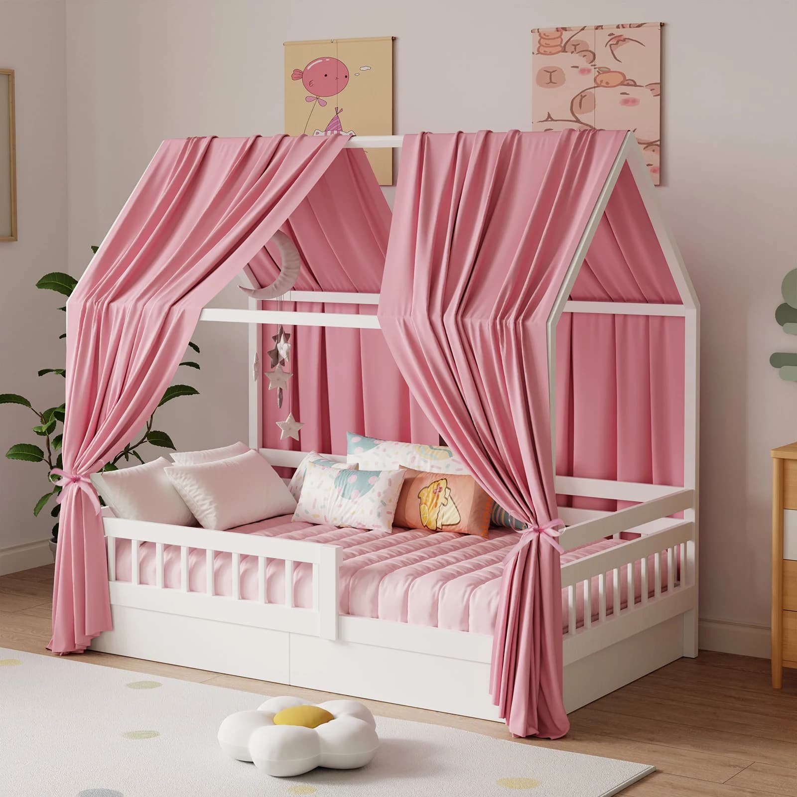 Etagenbett-Überdachung, 1/2 Stück, Musselin-Etagenbett-Überdachung, Stoffüberdachung für Etagenbetten, geeignet für Bettüberdachung,
