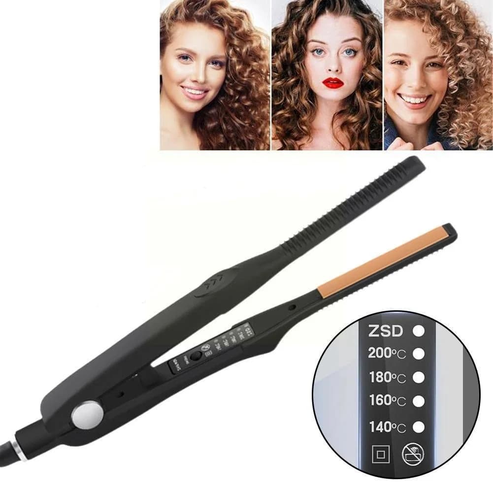2-in-1 Haarglätter & Lockenstab Kleines Glätteisen Keramik-Haarcrimper Wellenformer für Kurzhaar Glättungs- und Lockenstyling-Werkzeug