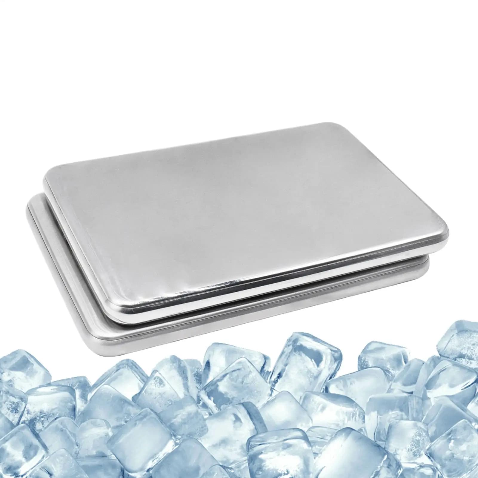 2 Stück Edelstahl-Eispacks, langlebige, wiederverwendbare Kühlboxen, auslaufsicherer Kühler für Camping, Grillen, Strand, Mittagessen,