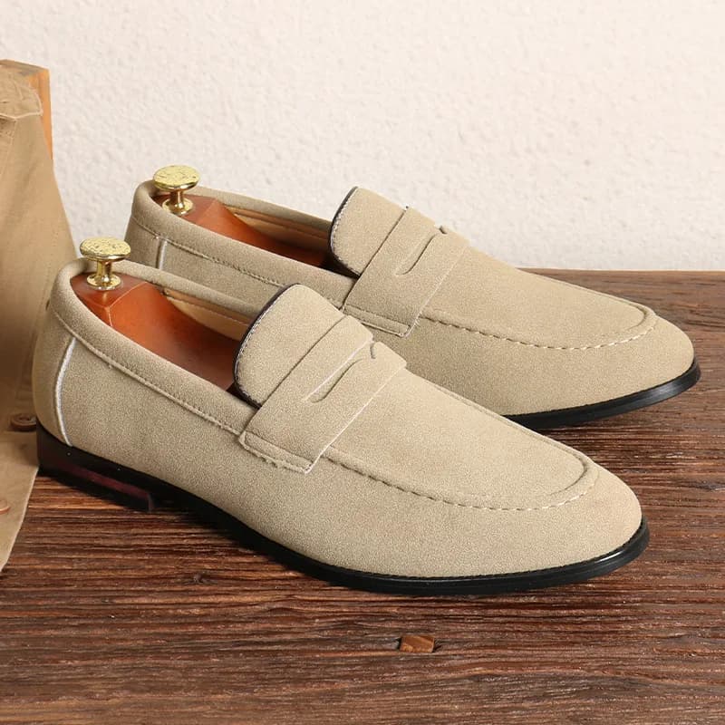 Herren-Freizeitschuhe, Wildleder-Loafer, modische Slip-on-Lederschuhe, weiche, solide Abendschuhe, Hochzeit, flache Schuhe, Business-Männerschuh in