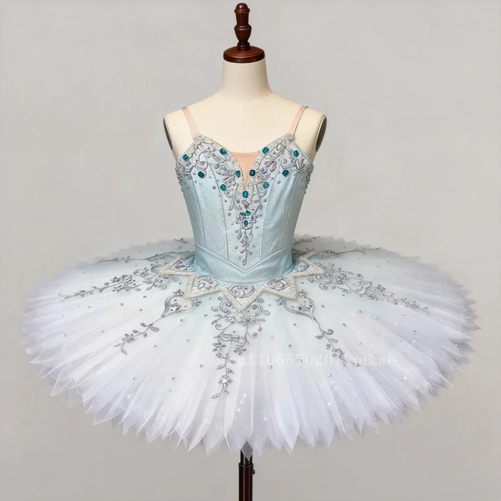 Neuer blauer Feen-Blaumeisen-Ballettrock, Tutu-Rock, Wettkampfrock, Performance-Kleid für Erwachsene und Mädchen