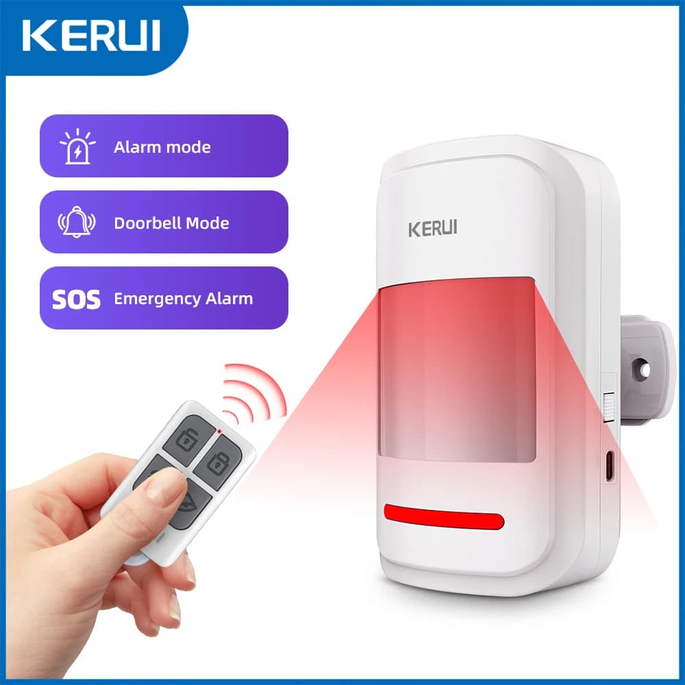 KERUI Bewegungsmelder mit Alarm, PIR-Alarmsystem, Bewegungsmelder mit Fernbedienung, Infrarotsensor, Hausalarm für das Geschäftsbüro