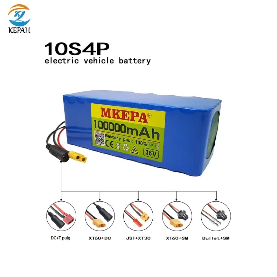36V 10S4P 100Ah 100000mAh 18650 Lithium-Ionen 42V Akkupack Original Hochleistungszelle mit integriertem BMS-Schutz