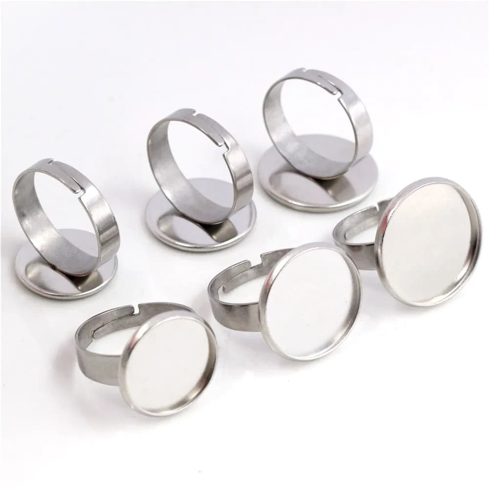 10/12/14/16/18/20/25mm nicht verblassen Edelstahl verstellbare Ringe in stellungen Rohling/Sockel, passend für 10-25mm Glas Cabochons