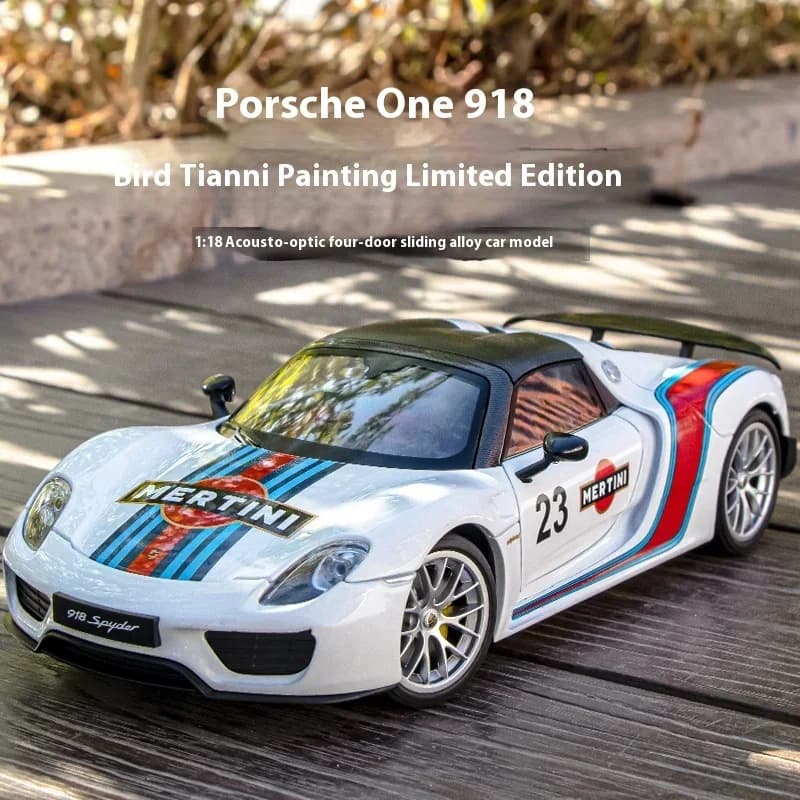 1:18 918 Martini Painted Limited Edition Legierungsdruckguss-Automodell, Sammlung von Hobby-Ornamenten, Ton und Licht, Geschenk G97