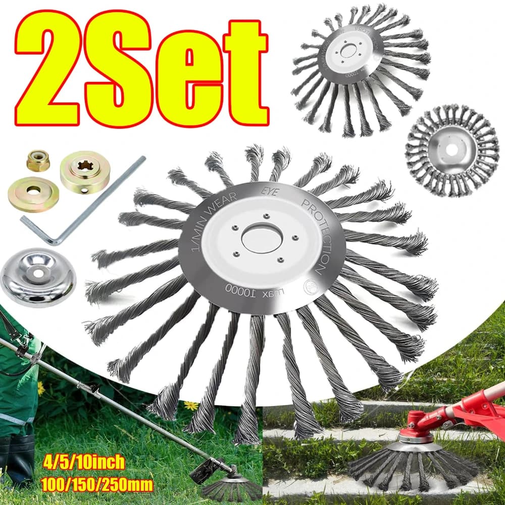 1-2Set Unkraut Freischneider Kopf Stahldraht Trimmen Kopf Cutter mit Adapter Kits Freischneider Werkzeuge für Moos Gras Rost Entfernung