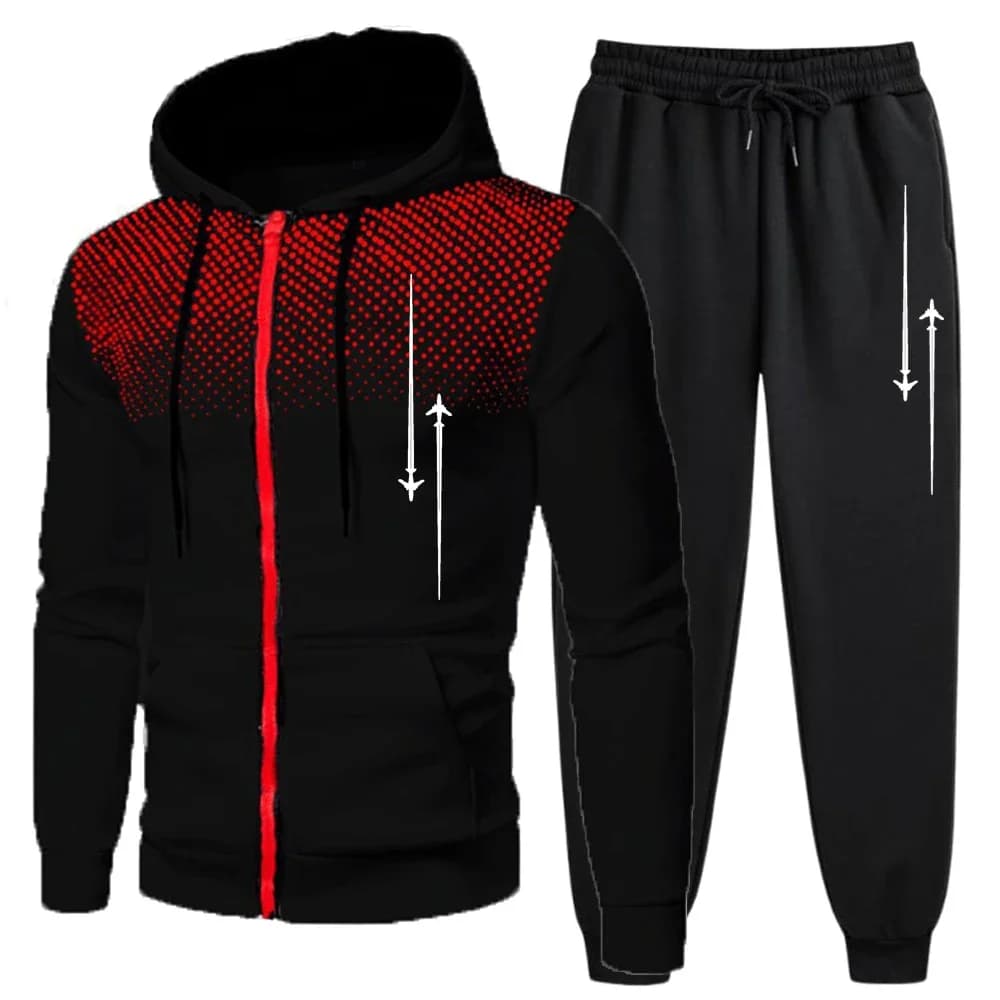 Heißer Verkauf Qualität Herren-Trainingsanzug mit Kapuze, lässig, einteiliges Reißverschluss-Sweatshirt und tägliche Jogginghose, Komfort,