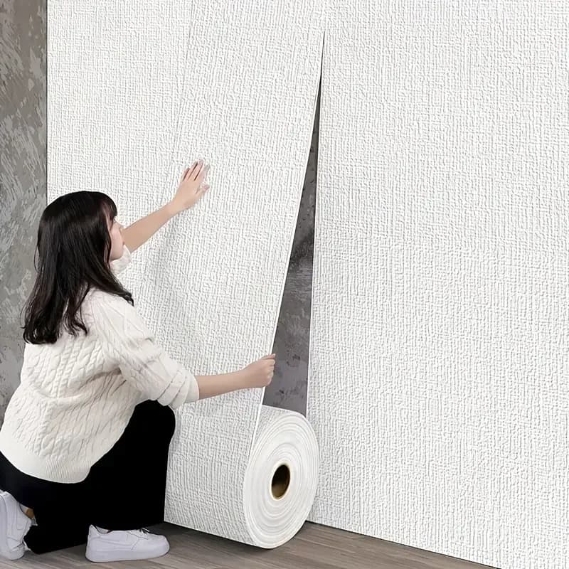 Selbstklebende Leinen-Wandpaneele für Zuhause, 50cm Breit, 3D Abnehmbar für Wohnzimmer und Schlafzimmer, PVC Wasserdicht und Schalldämmend