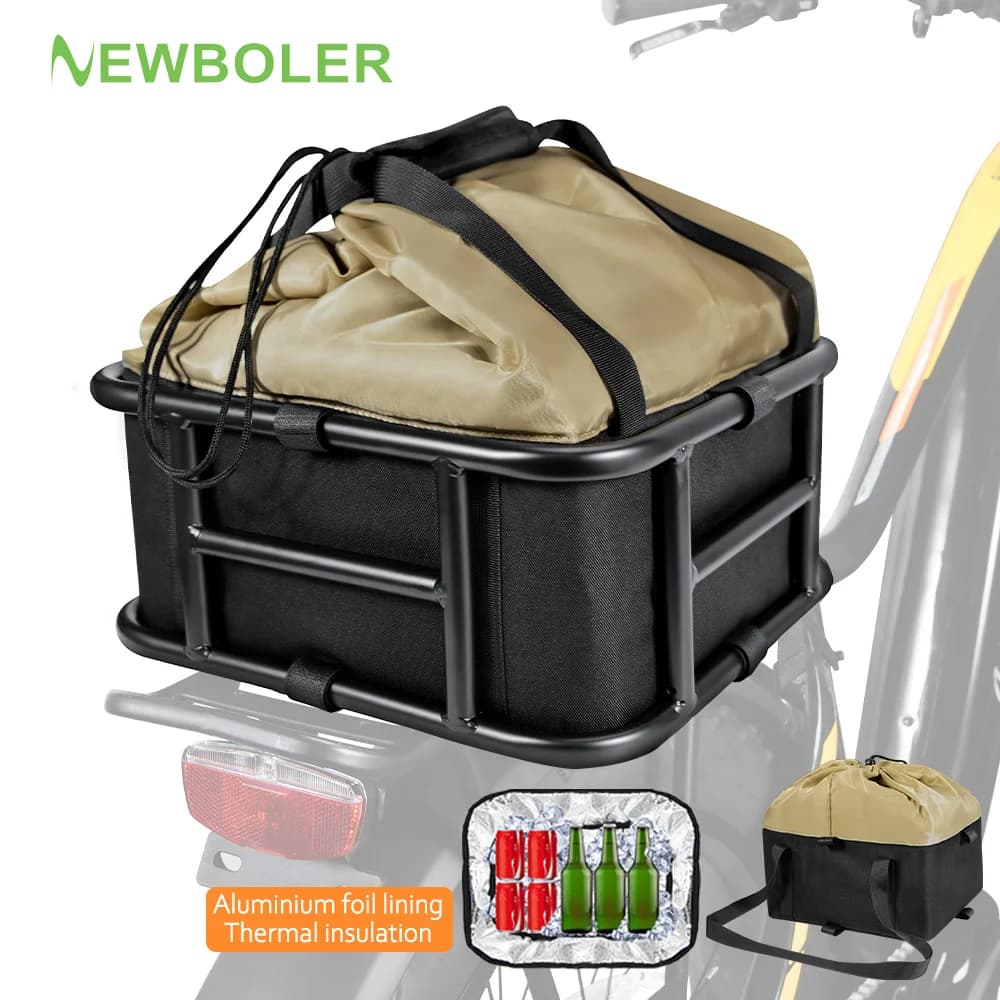NEWBOLER E-Bike Gepäckträgertasche aus Eisen, großes Fassungsvermögen, Fahrradkorb, Gepäckträger, Fahrradkörbe für Outdoor-Reisen, Einkaufen,