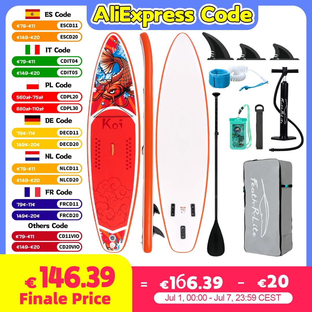 Feath-r-lite 11 'sup board aufblasbares surfbrett stand up paddle board aufblasbares sup paddle board mit zubehör
