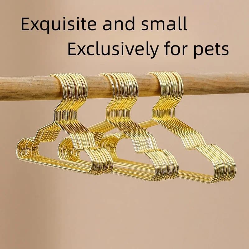 Haustier-Kleiderbügel – kleine Mini-Kleiderbügel aus Metall für Teddy-Hunde und Katzen, goldene Puppen-Kleiderständer, Pet Shop
