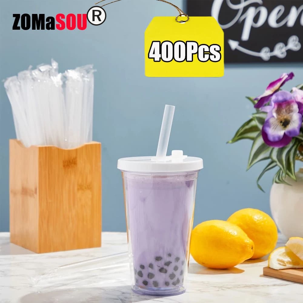 50/200/400 Stück große Milchshake-Strohhalme, weiße Trinkhalme, Bubble Tea-Strohhalm, Milchtee-Strohhalme, Party, Hochzeit, Bar, Wohnaccessoires