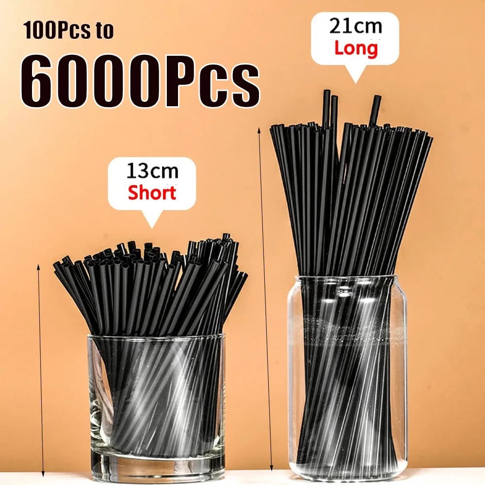 100-6000PCS Schwarz Strohhalme Kaffee Trinkhalme Saft Trinkrohr Stroh Tee Cocktail Strohhalme Hochzeit Bar Party Großhandel