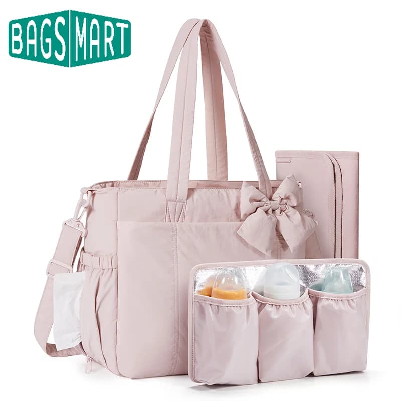BAGSMART Mama-Wickeltasche, Kinderwagen-Organizer, multifunktionale Babywindel-Handtasche mit wechselnden Umstandstaschen mit großer Kapazität