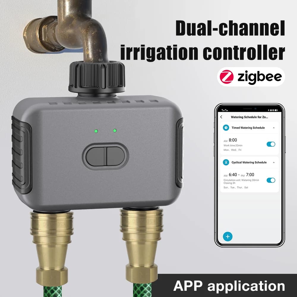 Tuya Smart Zigbee Dual-kanal Bewässerung Controller Bewässerung Timer Sprinkler Tropf Bewässerung System Bewässerung Bewässerung System